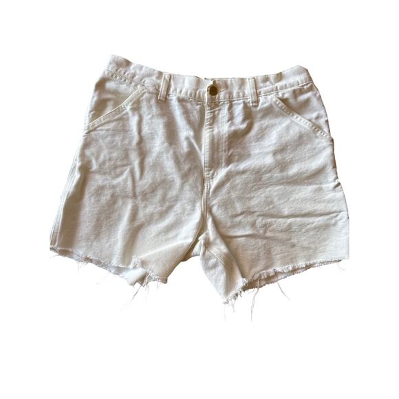 Carhartt White Canvas Triple Stitched 34” Carpenter Cutoff Shorts - Picture 2 of 8